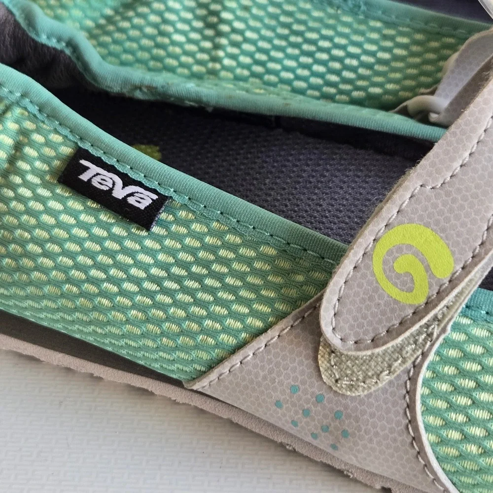 Teva Mush Frio Mary Jane Flats Womens 10 Mint Green Mesh Comfort Walking Shoes